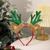 Christmas Deer Antler Plush Headband Festival Party Makeup Props(Green)