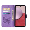 For Samsung Galaxy A24 4G Embossed Butterfly Leather Phone Case(Purple)