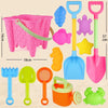 13pcs/Set Children Beach Toys Set Large Sand Shovel Bucket Sand Digging Tools Hourglass, Color: Pink Square Castle