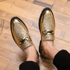 Men Fashion Thick Bottom Pointed Formal Business Leather Shoes, Shoe Size:43(Gold)