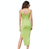 Spring and Summer V-neck Sleeveless Halter Long Knit Dress, Size: S(Green)