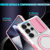 For Samsung Galaxy S25 Ultra 5G Sliding Camshield MagSafe Holder TPU Hybrid PC Phone Case(Pink White)