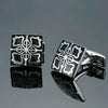Men Clover Rose Pattern Cufflinks, Color: Black Flower Pattern