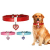 Red PU Leather Heart Pendant Dog Collar, Small (13-30cm)