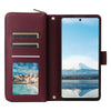 For Samsung Galaxy A23 5G Nine-card Slots Zipper Wallet Bag Leather Phone Case(Wine Red)