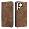 For Samsung Galaxy S25 Ultra 5G RFID Anti-theft Brush Magnetic Leather Phone Case(Brown)