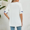 Spring Summer Printed Fake Two-Piece Square Neck Mid-Sleeve Top T-Shirt, Size: XL(White)