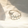 Willow Leaf Opening Sterling Silver Simple Zirconia Tree Branch Ring Bracelet(Silver)