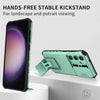 For Samsung Galaxy S25 5G Stereoscopic Holder Sliding Camshield Phone Case(Light Green)