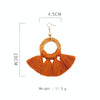 1 Pairs Ethnic Style Cotton Tassel Earrings Exaggerated Earrings Long Earrings(Coffee)