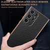 For Samsung Galaxy S23 Ultra 5G AZNS Electroplated Edge Carbon Fiber Texture Phone Case(Brown)