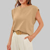 Women Summer Loose Top Basic T-Shirt Round Neck Casual Tank, Size: XXL(Apricot)