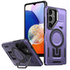 For Samsung Galaxy A14 Shield Hollow Frame Holder MagSafe Phone Case(Purple)