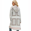 Female Windbreaker Jacket Striped Hooded Plaid Knit Cardigan, Size: L(Grey)