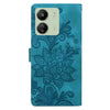 For Redmi 13C Lace Floral Embossed Magnetic Buckle PU Phone Case With Wrist Strap(Green)