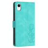 For iPhone XR Tulips Embossed Leather Phone Case with Lanyard(Green)