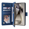 For Samsung Galaxy S25 Ultra 5G Multifunctional Frosted Zipper Wallet Leather Phone Case(Blue)