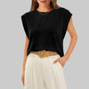 Women Summer Loose Top Basic T-Shirt Round Neck Casual Tank, Size: L(Black)