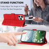 For iPhone 13 Pro Tulips Embossed Leather Phone Case with Lanyard(Red)