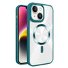 For iPhone 14 Plus Glaring CD Texture MagSafe Phone Case(Deep Green)