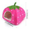 Foldable Strawberry Pet Bed House, Plush Nest, XS Cat/Small Dog