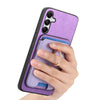 For Samsung Galaxy A05s Retro Cross Leather Ring Vertical Insert Card Bag MagSafe Phone Case(Purple)