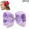 5 PCS 6 Inch Colorful Kids Girls Big Solid Ribbon Hair Bow Clips(25)
