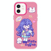 For iPhone 11 Skin Feeling Jelly TPU Hybrid PC Phone Case(Purple Hair Girl Rose Red)