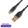 2pcs 2.4A USB to 8 Pin Transparent Fast Charging Data Cable, Length: 1m(Black)