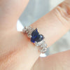 Women Heart Pattern Diamond Ring, Ring Size:8(Blue)