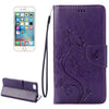 For  iPhone 8 & 7  Pressed Flowers Horizontal Flip Leather Case with Holder & Card Slots & Wallet(Purple)