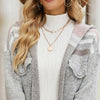 Female Windbreaker Jacket Striped Hooded Plaid Knit Cardigan, Size: M(Beige)