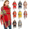 Autumn & Winter Polyester Ladies Warmth Thickened Fringed Fine Grid Scarf, Size:190cm(GWB12-06  Purple)