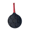 Seven-hole Breakfast Pan Multifunctional Flat Bottom Frying Pan Non-stick Egg Dumpling Pan(Black Smiley Pattern)