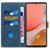 For Samsung Galaxy A72 5G / 4G Grid Stitching Leather Phone Case with Lanyard(Blue)