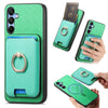 For Samsung Galaxy F15 / M15 Retro Cross Leather Ring Vertical Insert Card Bag MagSafe Phone Case(Green)