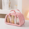 PU Dry And Wet Separation Washing Bag Double Layer Large Capacity Handheld Cosmetic Bag, Color: Pink Median