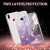 For Samsung Galaxy A10s Gradient Glitter Flower All-inclusive Phone Case(Purple)