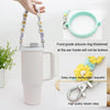 For 16-40oz Stanley Mug Lanyard Silicone Loop Boho Daisy Cute Flower Hand-Woven Mug Cover(Green)