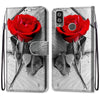 For Alcatel 1L (2021) Coloured Drawing Cross Texture Horizontal Flip PU Leather Case with Holder & Card Slots & Wallet & Lanyard(Wood Red Rose)