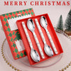 4pcs /Pack Christmas Knife Fork And Spoon Set Cartoon Cutlery Gift Box(Spoons)