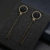 Fashion Black Rhinestone Long Drop Earrings For Women Jewelry(BLACK)