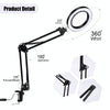 5X Magnifying Glass LED Folding Long Arm Clip Light Eye-protection USB Reading Lamp, Size: Medium(Black)