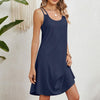 Women Summer Round Neck Halter Loose Sleeveless Dress, Size: M(Navy)