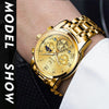 OLEVS 2859 Men Multifunctional Luminous Waterproof Quartz Watch(Gold)