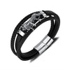 OPK PH1588 Personalized Retro Stainless Steel Lion Accessory Multi-Layer Braided Leather Bracelet