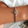 S925 Sterling Silver Heart Moonstone Bracelet Women Jewelry, Size:19cm