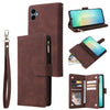 For Samsung Galaxy A06 4G Multifunctional Frosted Zipper Wallet Leather Phone Case(Coffee)