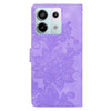 For Redmi Note 13 Pro 5G Lace Floral Embossed Magnetic Buckle PU Phone Case With Wrist Strap(Purple)