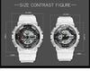 SANDA 298 Watch Men And Women Transparent Watch Waterproof Multi Functional luminous Movement Double Display Couple Electronic Watch(White Woman)